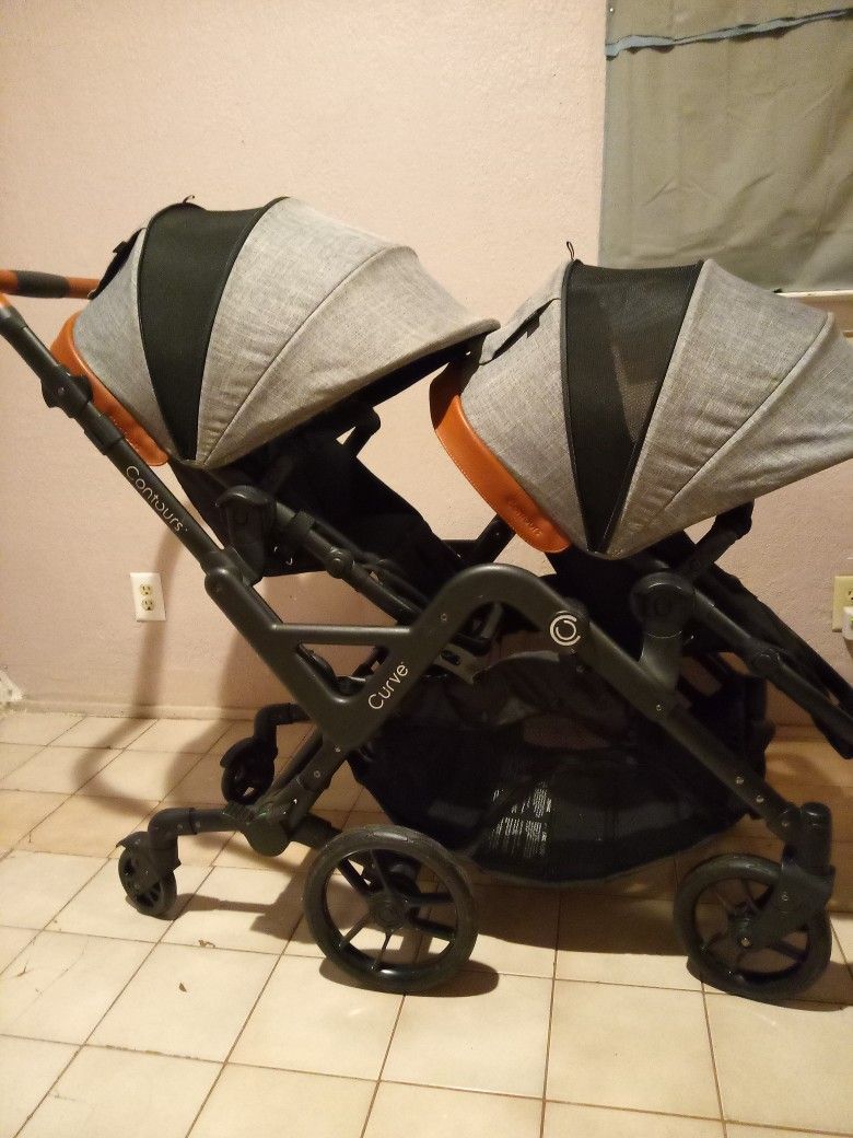Contours Curve Double Stroller, 2020, Graphite Grey
