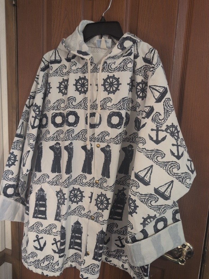 Michigan Rag Company Nautical Themed Hooded Jacket Size L/XL, Unisex 