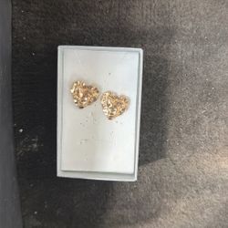 10k Gold Heart Nugget Earrings 