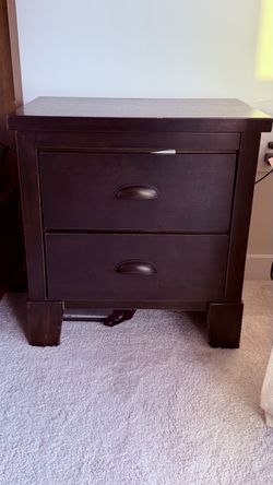 Nightstands (2) | Dark Brown Wood 2-Drawer