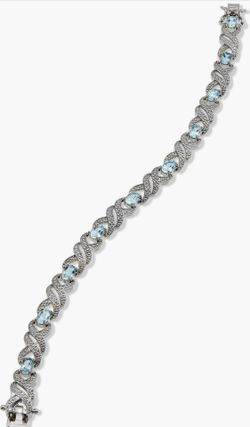 Blue Topaz & CZ Bracelet – New, 7.5”