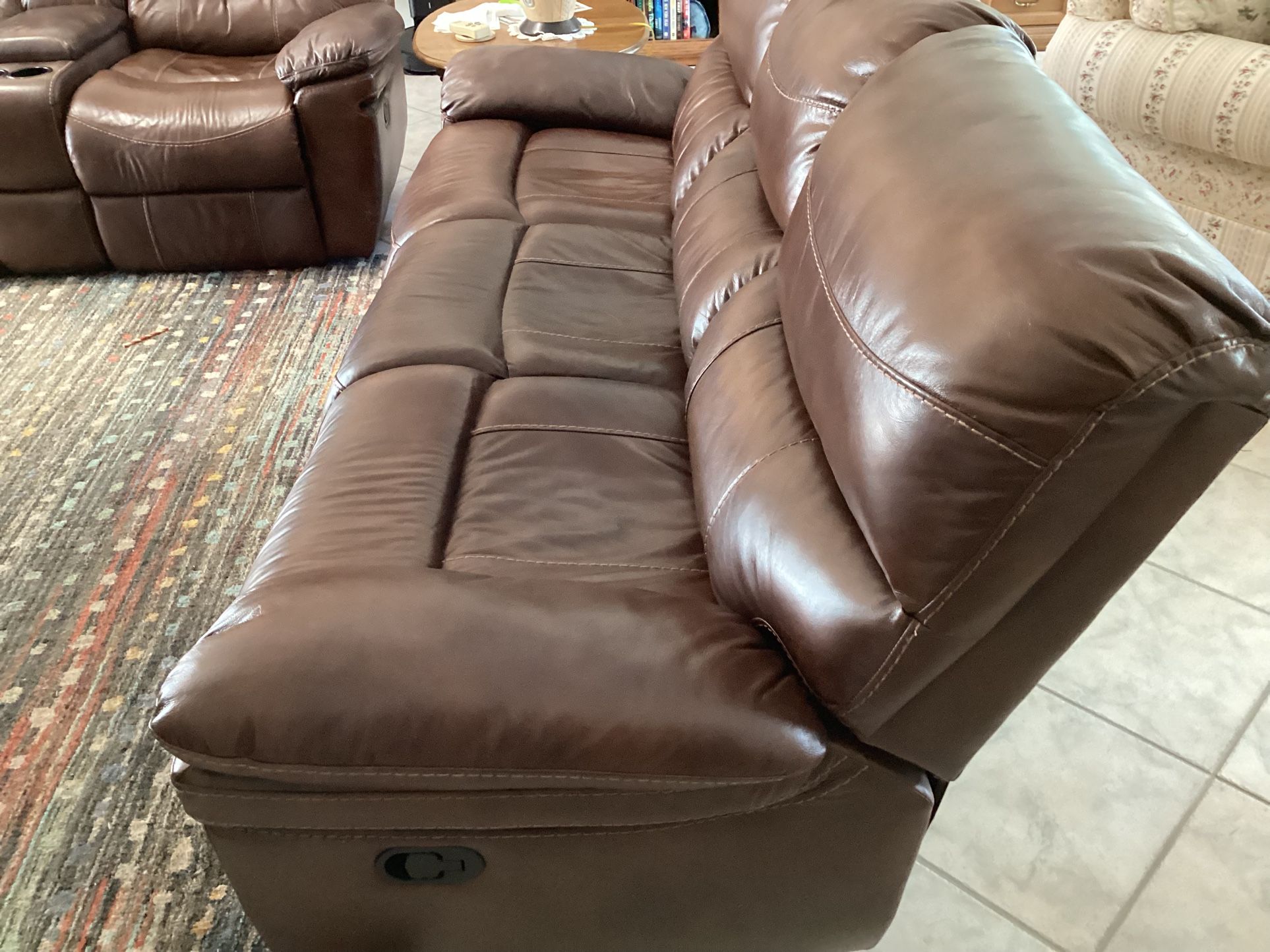 Reclining Leather Sofa And Chair