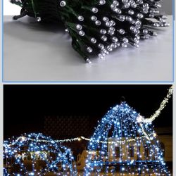 66ft Christmas Decorative Mini Lights, 200 LED Green Wire Fairy Starry String Lights Plug in, 8 Lighting Modes, for Indoor Outdoor Xmas Tree Wedding P