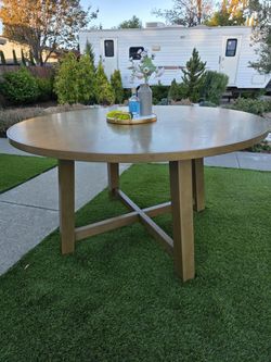 Costco Round Wood Dining Table Natural Finish 5Ft