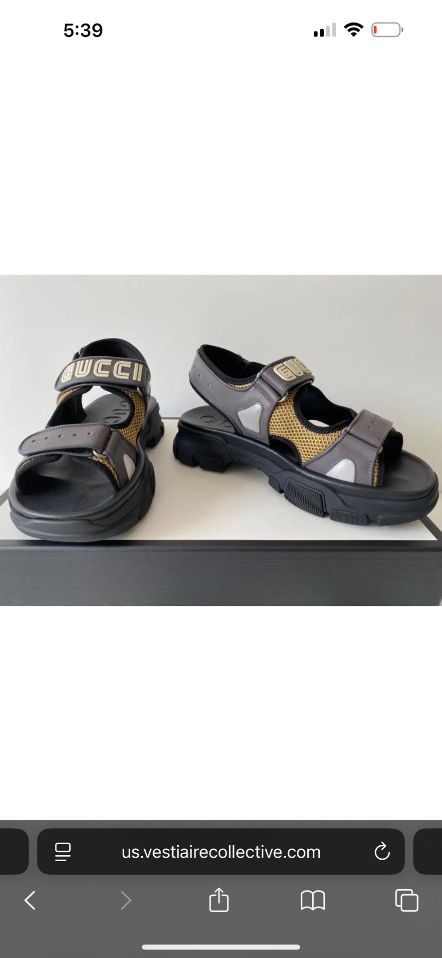 Gucci Mens Leather Sandals Sega Gray EU7