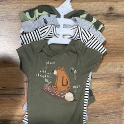 Gerber Short Sleeve Baby Boy Onesies (0-3 Month)