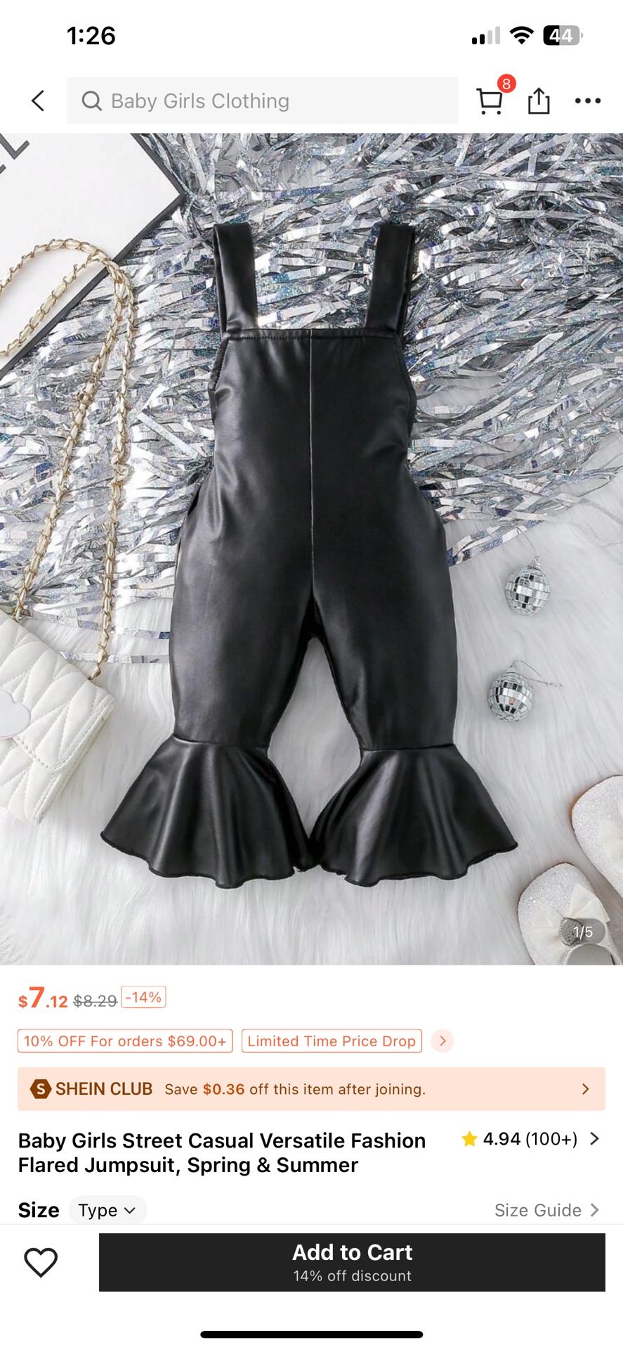 Black fox leather overall jumpsuit 18-24 Months