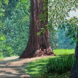 Spring Shadows, 11 x 14 Acrylic on Canvas Panel Nature Landscape Painting by Deb Bossert Artworks