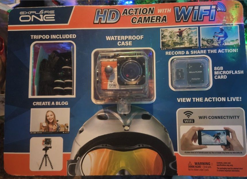 HD Action Camera With Wifi 8gb Microflash Card Waterprrof With Case New