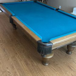 Red Co Pool Table With Cues And Rules