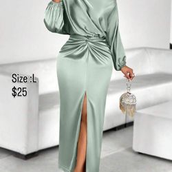 Light Green Silk Dress