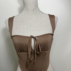 New Tic Toc Women’s Crop Top, Brown, Size Small