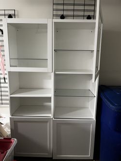 IKEA Tall White Glass Shelves