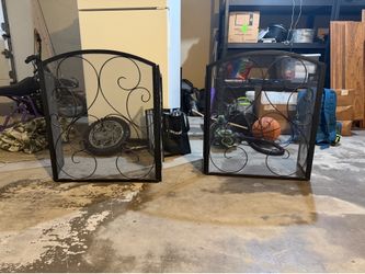 Modern Black Metal Fireplace Screen