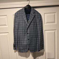 Canali Kei Jacket Blue Tweed Plaid Silk Wool Sport Coat Blazer Suit Jacket