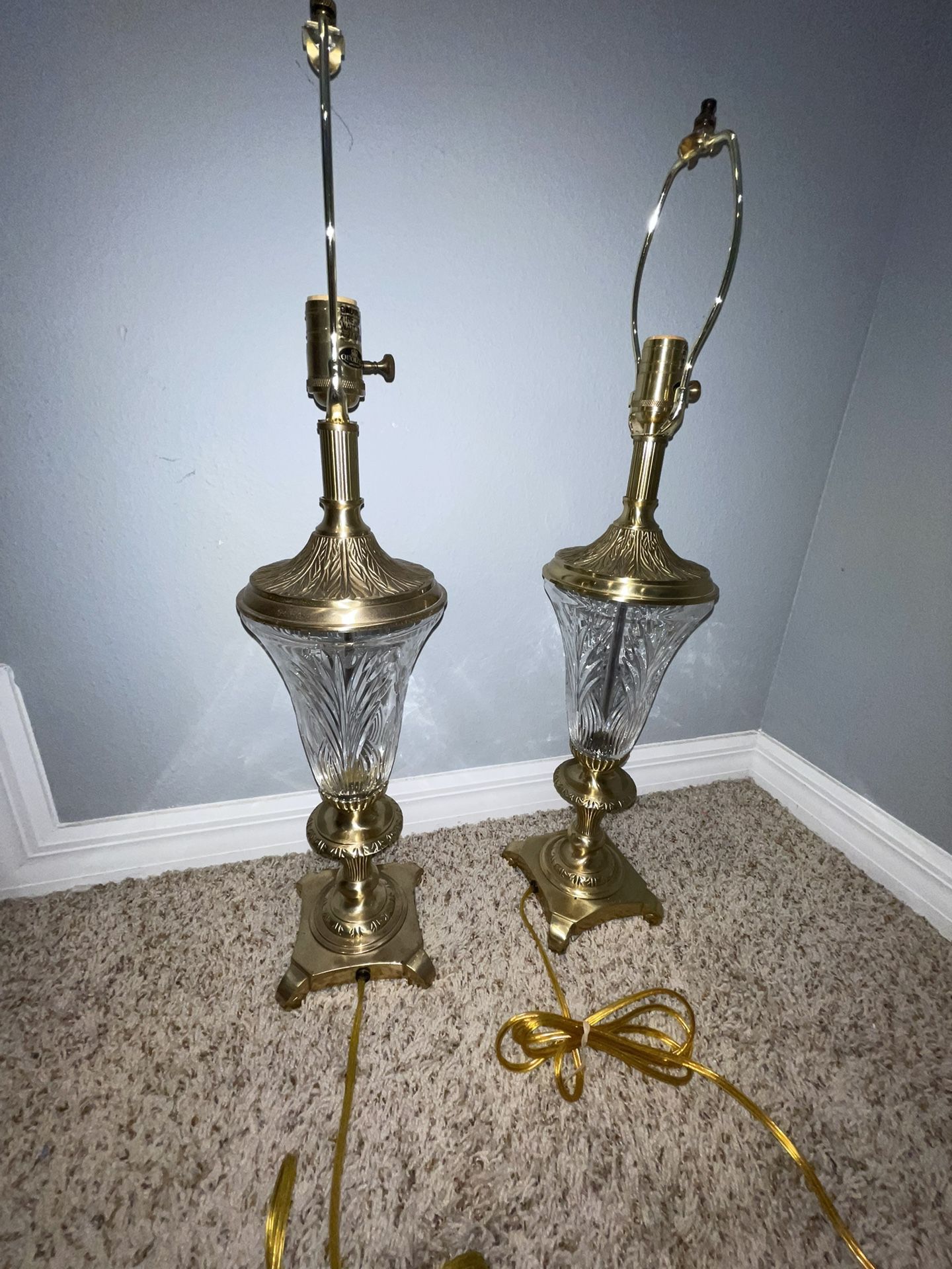 MCM Gorgeous Brass And Crystal Lamps