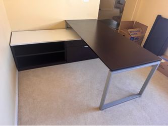 Desk with file cabinet