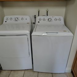 GE High Capacity Top Loader Washer And  Front Loader Dryer 