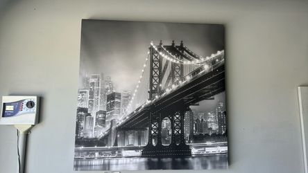 Large Black and White NYC Bridge Canvas Wall Art