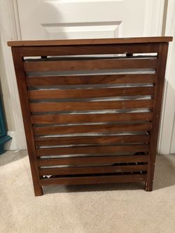 Wooden Hamper with Liner 17.5” deep by 20” wide by 23” tall