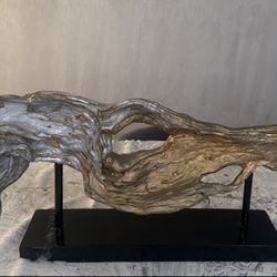 Gold and Silver Abstract Driftwood Sculpture
