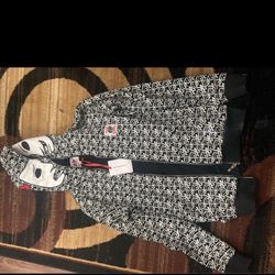 Oreo All Over Print Glow-in-the-Dark White Leather Mask Hoodie. medium size