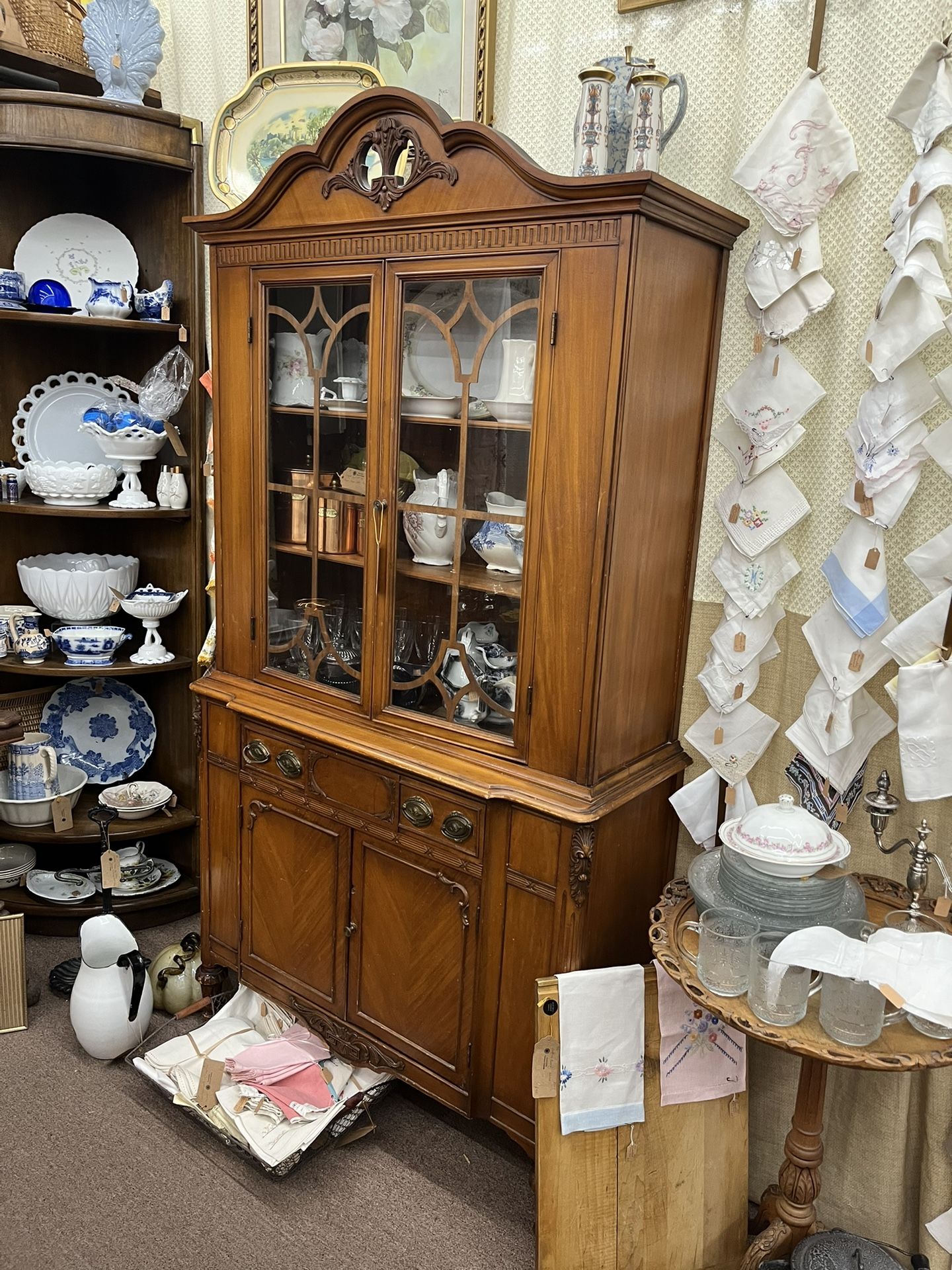 Antique China Hutch W/ Glass Doors