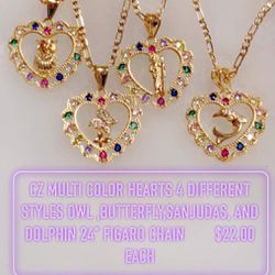 Multi Color Hearts Necklace 