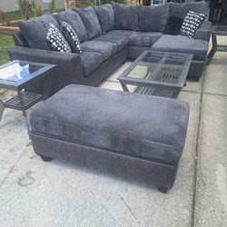 Sectional With Ottoman And 3 Piece Table Set