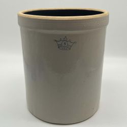 Vintage Robinson Ransbottom Crown 5-Gallon Stoneware Crock - Made In USA