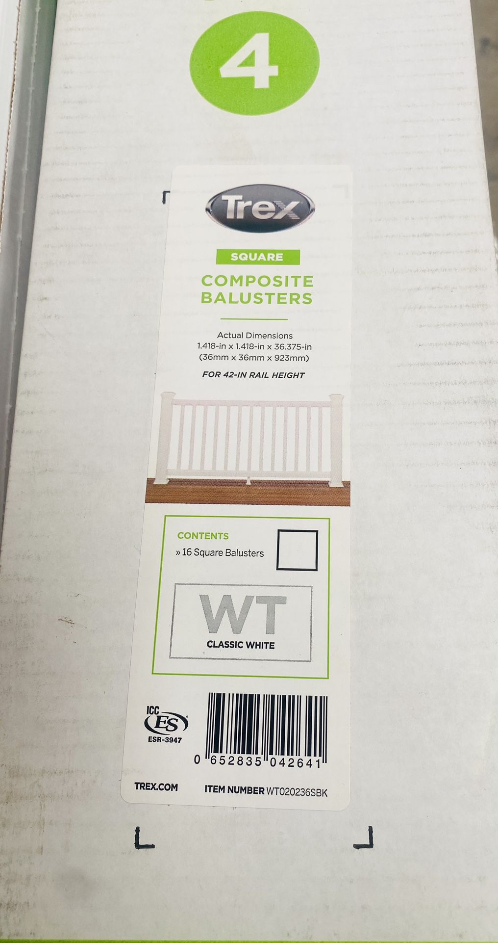 Trex Transcend® Square Composite Balusters Pack of 16 color white Have 2 packages 80.00 each