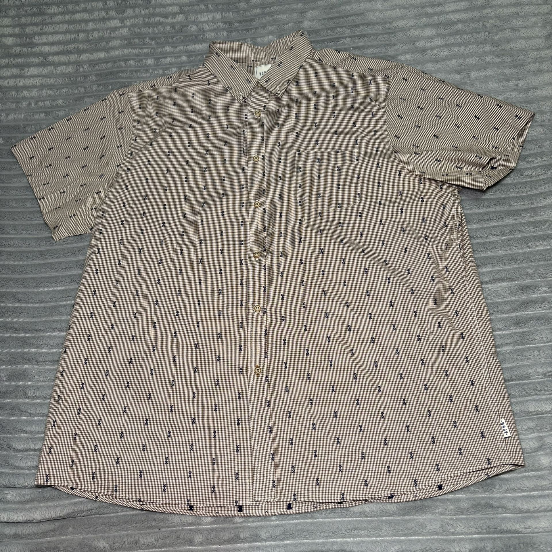 ROWM Tan and Blue Mens arrow Pattern Dress Shirt Size-2xL NWOT