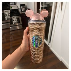 Starbucks Rose Gold Tumbler with Mickey Ear Lid