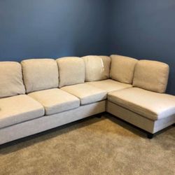 Beige Hiller 95” 2pc RAF Chaise Sectional Sofa