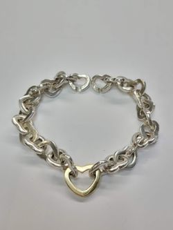 Tiffany and Co Heart Link silver Bracelet with 18k gold