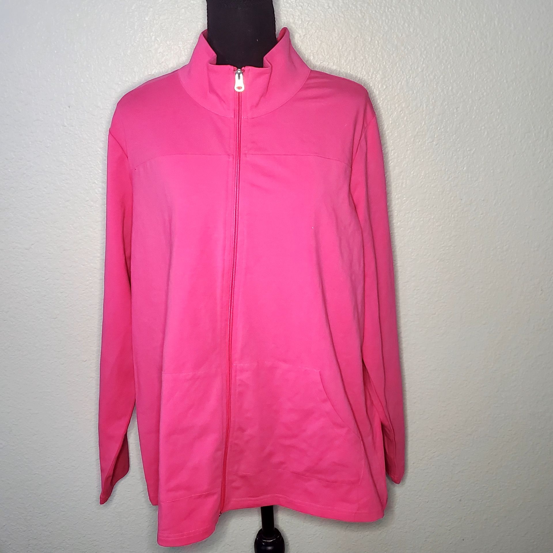 Women's Christopher & Banks Hot Pink Jacket Lightweight Zip up Size: X-Large