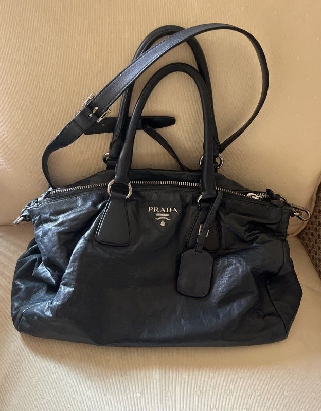 Vintage ππ«πππ Navy Blue Nappa Antique Galleria Double Zip Handbag