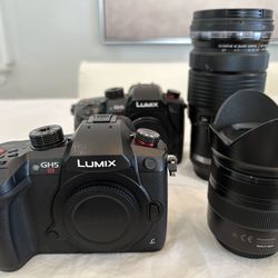 2 Panasonic LUMIX GH5s and 2 lenses