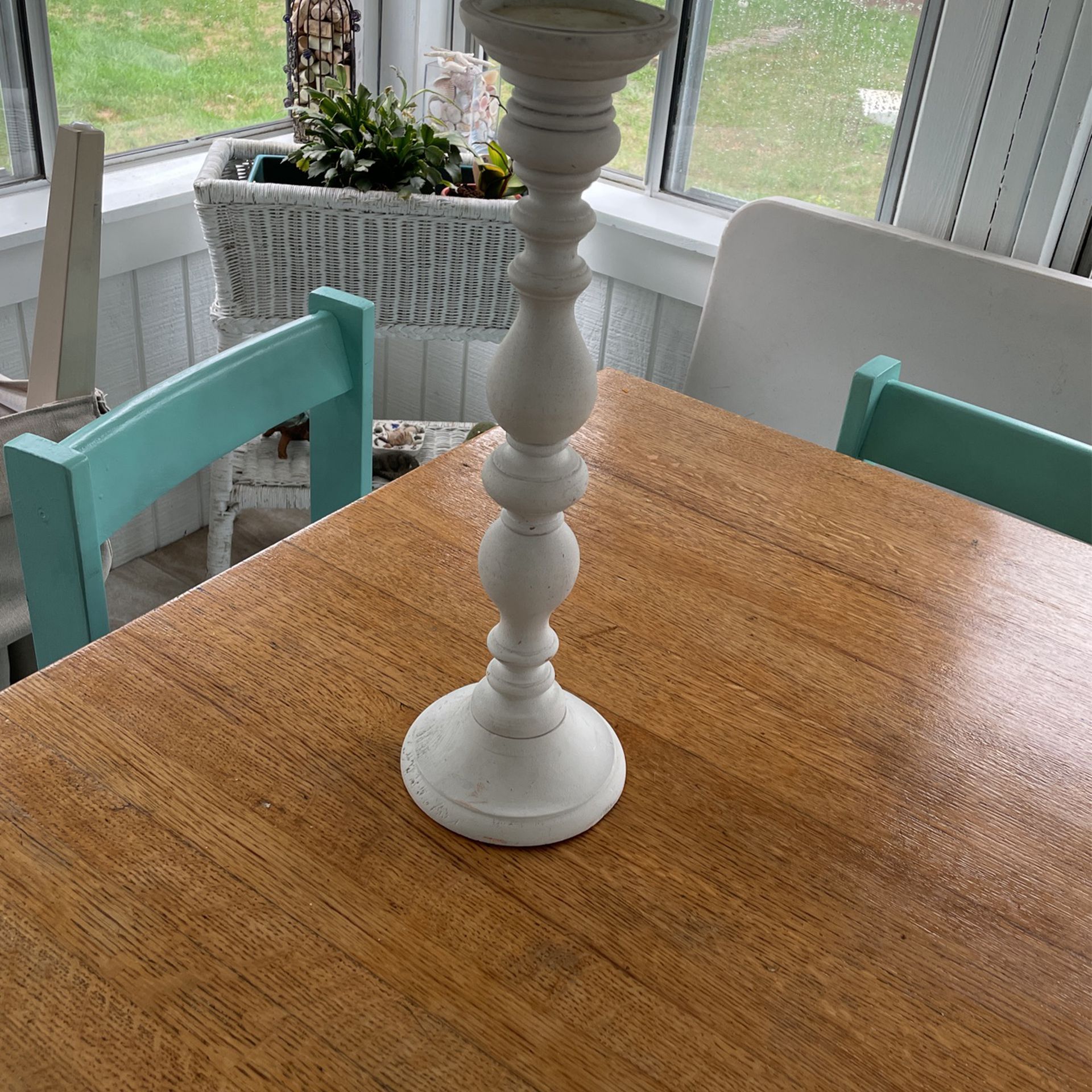 Shabby Chic , Wooden Candlestick 