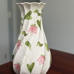 Vintage Maison Chaumette Paris Hand Painted Fuchsia Swirl Vase France 13.5” MCM"