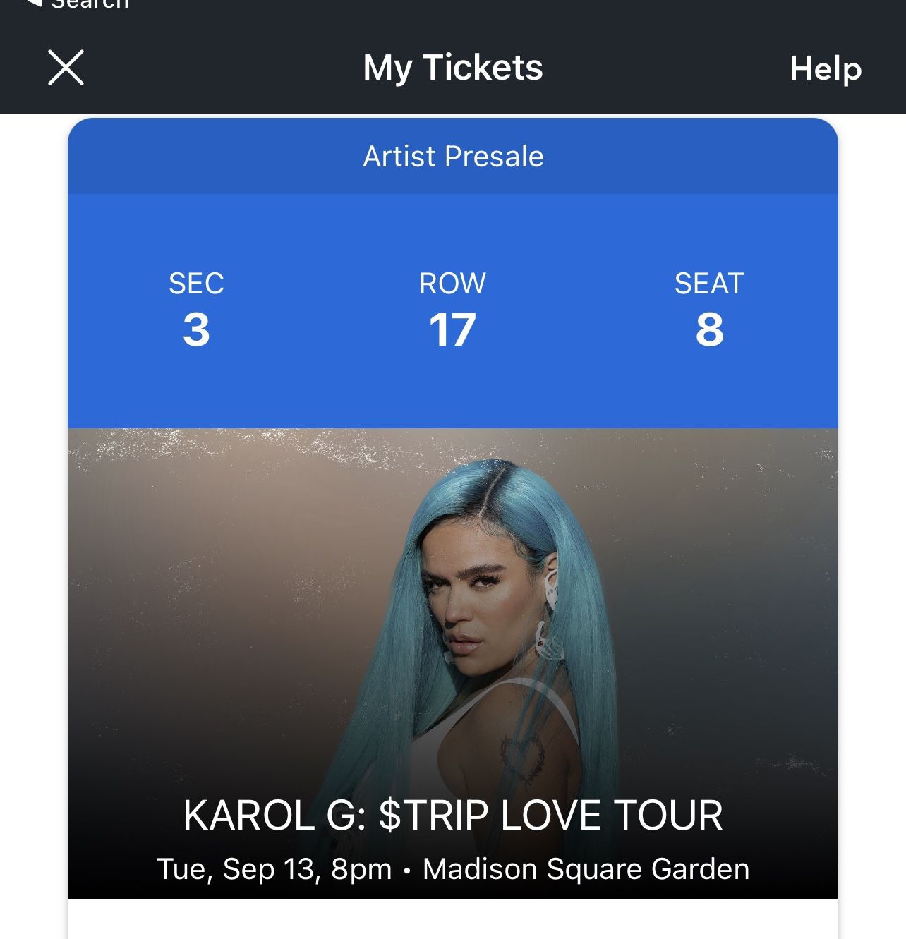 Karol G Ticket