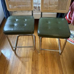 Set of 2 Green Bar Stools