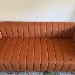 Living Room Couch - Orange Velvety (Still Available Until Marked “Sold”)