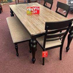 💥HUGE Blowout Furniture Sale!💥 Brand New Table W/ 4 Chairs AND Bench! $50 Down Takes It Home Today! 