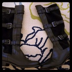 Cole Haan Leather moto boots Suede size 7 Black