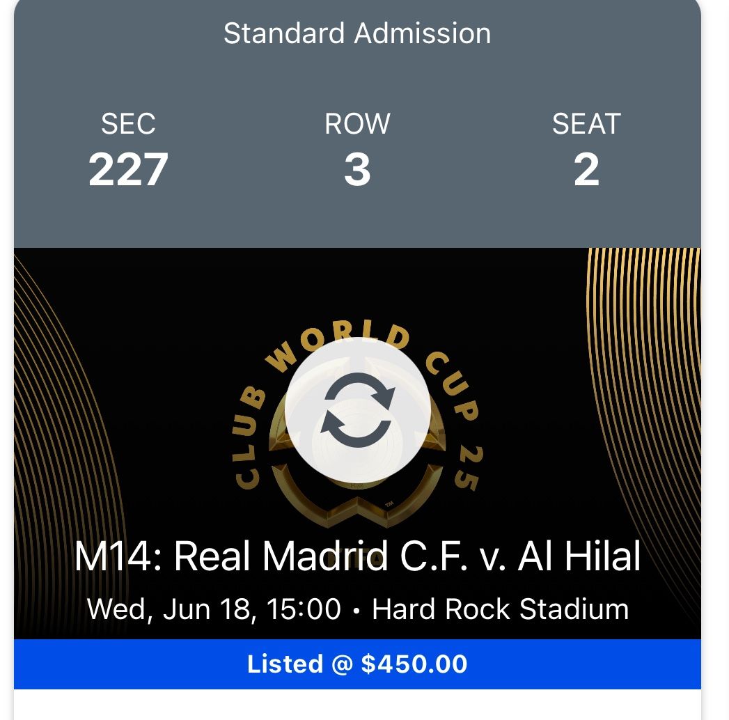 Real Madrid Vs Alhilal 18 June Miami Tickets