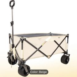 Heavy-Duty Folding Utility Wagon Cart with All-Terrain Large All-Terrain Wheels