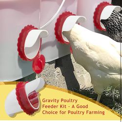 DIY Chicken Feeder No Waste 8 Ports-1 Hole Saw Rain Proof Poultry Feeder Gravity Feed Kit for Buckets, Barrels, Bins 