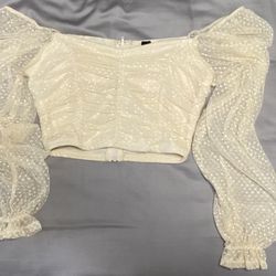 Cream Corset Mesh Long Sleeve 