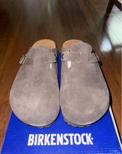 Size 8m Birkenstock Boston Soft Footbed Suede Mocca